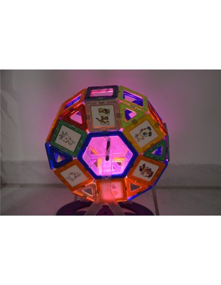 Magsmarters med led lys, 58 dele magnet legetøj